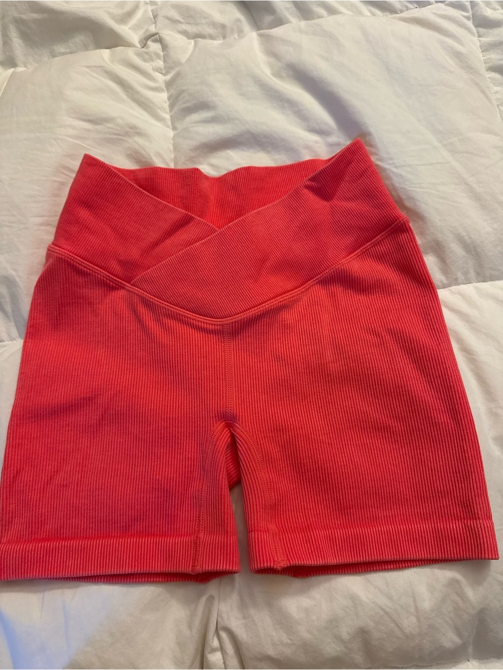 Target Women's Ribbed High-Waist Bike Shorts - Coral Red